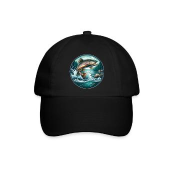 Bachforelle Forelle Regebogenforelle Angeln Fisch - Baseballkappe - Schwarz/Schwarz - Vorne