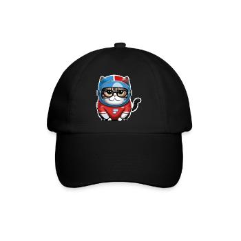 Katze Weltraum Space Cat Astronaut - Baseballkappe - Schwarz/Schwarz - Vorne