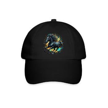 Pferd - Baseballkappe - Schwarz/Schwarz - Vorne