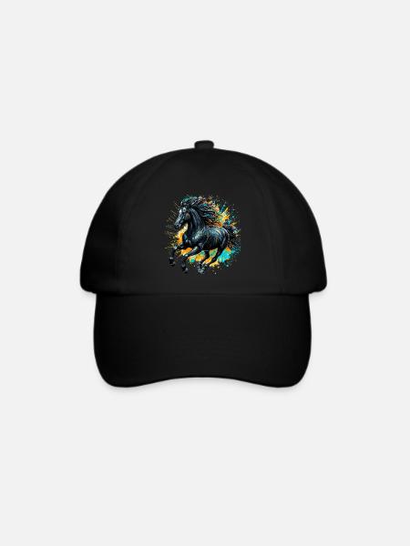 Pferd - Baseballkappe - Schwarz/Schwarz