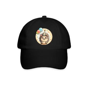 Igel Geburtstag Baby - Baseballkappe - Schwarz/Schwarz - Vorne