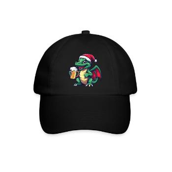 Drache Weihnachten Bier - Baseballkappe - Schwarz/Schwarz - Vorne