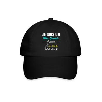 Ich bin ein einfacher Kerl, ich mag Angeln und Aperitifs - Baseballkappe - Schwarz/Schwarz - Vorne