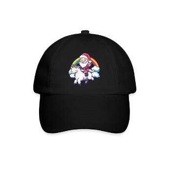 Bergziege Weihnachtsmann Regenbogen - Baseballkappe - Schwarz/Schwarz - Vorne