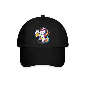 Cute Unicorn Drinking Beer - Baseballkappe - Schwarz/Schwarz - Vorne