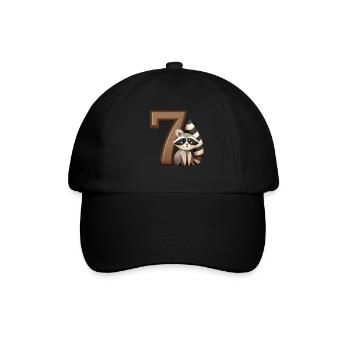 Kinderdesign – Waschbär und Zahlen Spaß - Baseballkappe - Schwarz/Schwarz - Vorne