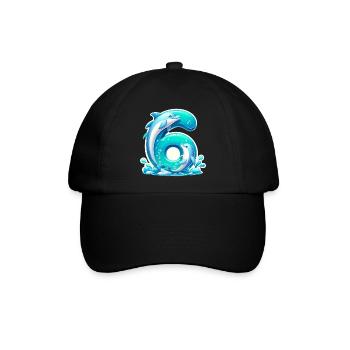 Kinderdesign – Delfin und Zahlen Spaß - Baseballkappe - Schwarz/Schwarz - Vorne