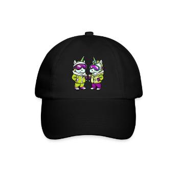 Einhorn Ski Apres Ski - Baseballkappe - Schwarz/Schwarz - Vorne