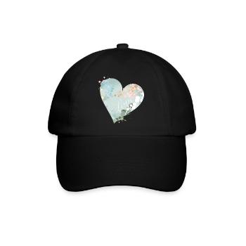 Sanftes Herzmotiv in Pastelltönen mit Liebe - Baseballkappe - Schwarz/Schwarz - Vorne