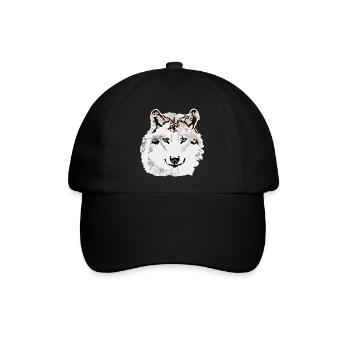 Weisser Wolf blaue Augen - Baseballkappe - Schwarz/Schwarz - Vorne