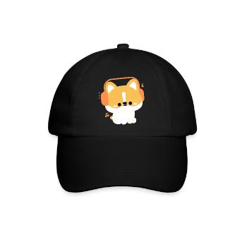 Kopfhörer Corgi - Baseballkappe - Schwarz/Schwarz - Vorne