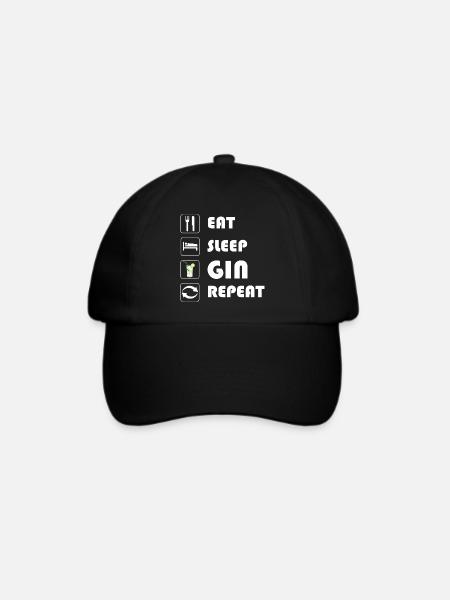 Gin Statement EAT SLEEP GIN REPEAT - Baseballkappe - Schwarz/Schwarz