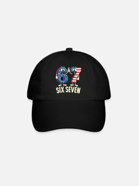 US Flag 67 Memes Six Seven - Baseballkappe - Schwarz/Schwarz