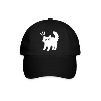 Kater Katze - Baseballkappe - Schwarz/Schwarz - Vorne