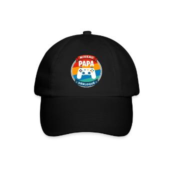 Papa-Level Entsperrtes Abzeichen - Baseballkappe - Schwarz/Schwarz - Vorne