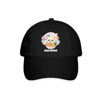 Ramen Nudeln Katzenliebhaber Retro Kawaii Katzen - Baseballkappe - Schwarz/Schwarz - Vorne