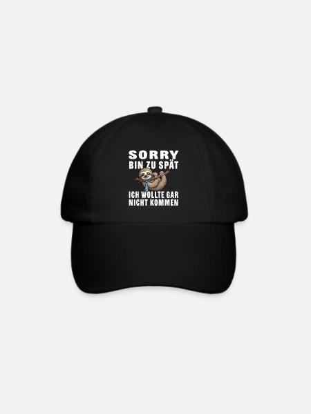 Sarkasmus Faultier – Sorry Bin Zu Spät - Baseballkappe - Schwarz/Schwarz
