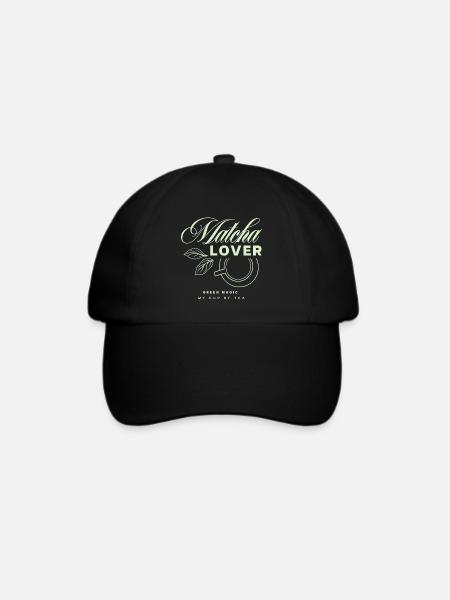 Matcha Liebhaber Tee Design - Baseballkappe - Schwarz/Schwarz