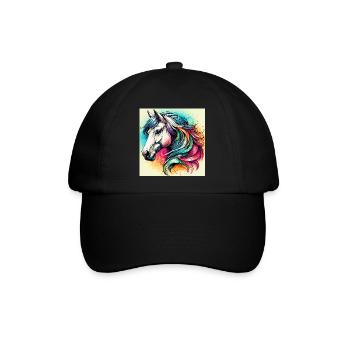 Pferd - Baseballkappe - Schwarz/Schwarz - Vorne