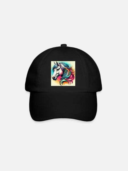 Pferd - Baseballkappe - Schwarz/Schwarz
