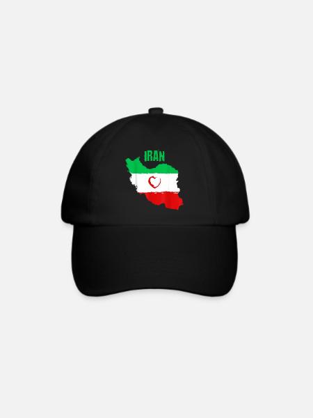 Iranische Herzflagge - Baseballkappe - Schwarz/Schwarz