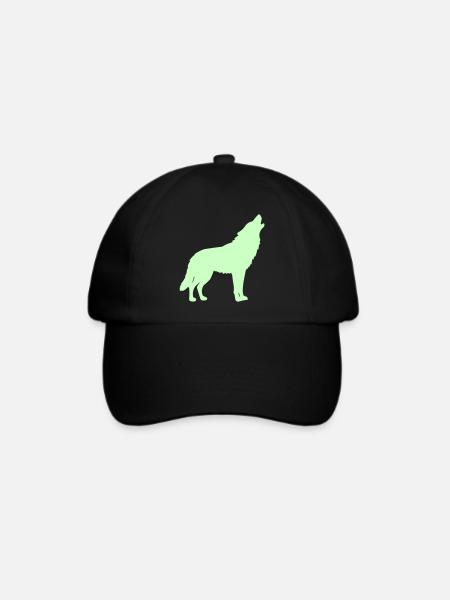 Wolfsilhouette Neon Grün - Baseballkappe - Schwarz/Schwarz