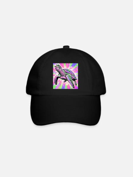 Schildkröte - Baseballkappe - Schwarz/Schwarz