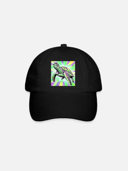 Schildkröte - Baseballkappe - Schwarz/Schwarz