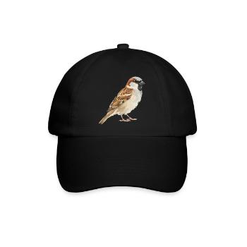 Spatz Farbblock-Illustration - Baseballkappe - Schwarz/Schwarz - Vorne
