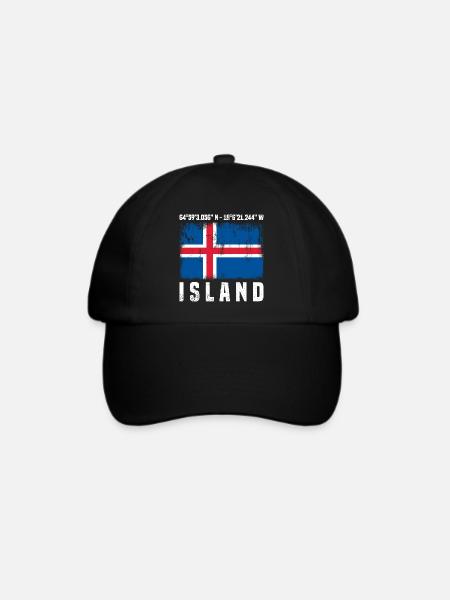 Island Reise - Baseballkappe - Schwarz/Schwarz