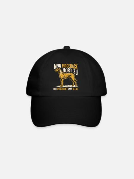 Mein Ridgeback hört zu und entscheidet selbst - Baseballkappe - Schwarz/Schwarz