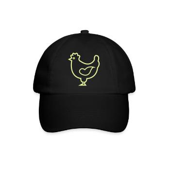 Neon-Kontur Huhn Design - Baseballkappe - Schwarz/Schwarz - Vorne