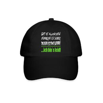 Erde Scheibe Gott Allmächtig Sprüche Floskel  - Baseballkappe - Schwarz/Schwarz - Vorne