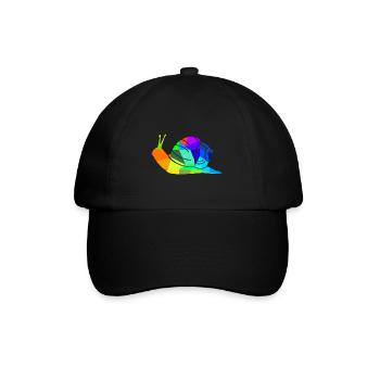 Schnecke Regenbogen Tiere Polygon - Baseballkappe - Schwarz/Schwarz - Vorne
