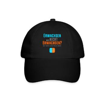 18. Geburtstag - Erwachsen oder nicht? - Baseballkappe - Schwarz/Schwarz - Vorne