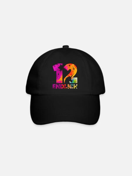 ENDLICH 12 EINHORN 12. GEBURTSTAG - Baseballkappe - Schwarz/Schwarz