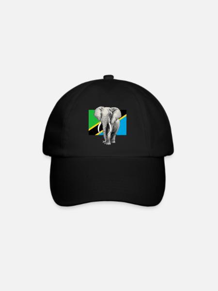 Elefant Flagge von Tanzania - Baseballkappe - Schwarz/Schwarz