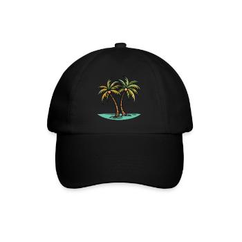 Palmen Insel - Baseballkappe - Schwarz/Schwarz - Vorne