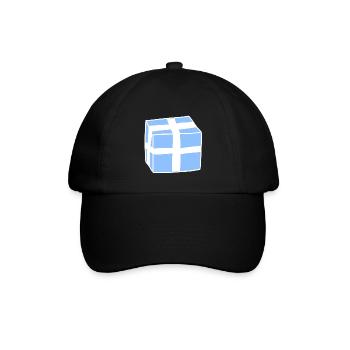 geschenk symbol schachtel blau - Baseballkappe - Schwarz/Schwarz - Vorne