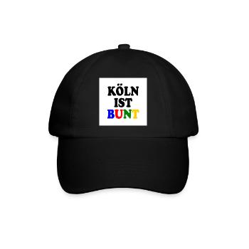 Köln ist bunt - Baseballkappe - Schwarz/Schwarz - Vorne