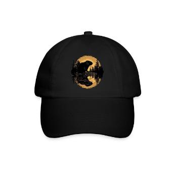 Bieber Wald Tier Natur Bäume - Baseballkappe - Schwarz/Schwarz - Vorne
