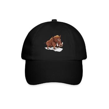 Cooles Wildschwein - Baseballkappe - Schwarz/Schwarz - Vorne