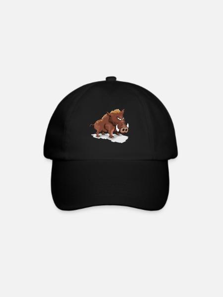 Cooles Wildschwein - Baseballkappe - Schwarz/Schwarz