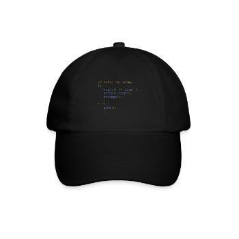 php code don' t worry be happy nerdshirt - Baseballkappe - Schwarz/Schwarz - Vorne