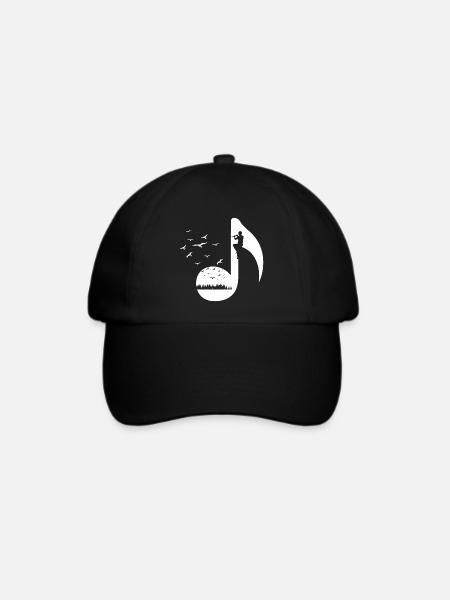 Vögel Retro Flötenspieler - Baseballkappe - Schwarz/Schwarz