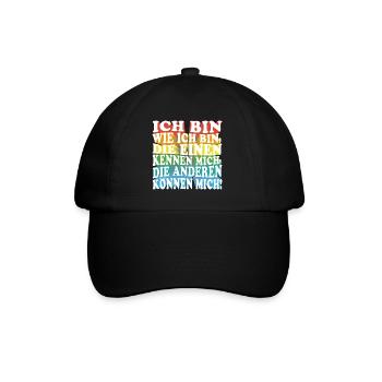 Ich bin wie ich bin - Adenauer Zitat in 3D Text - Baseballkappe - Schwarz/Schwarz - Vorne