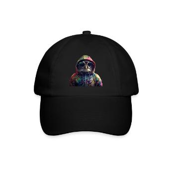 Eule mit Sonnenbrille Bunt Coole Eulen Waldtier - Baseballkappe - Schwarz/Schwarz - Vorne
