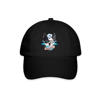 Bullymama Blumen - Französische Bulldogge - Baseballkappe - Schwarz/Schwarz - Vorne