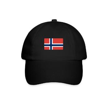 Norwegische Flagge - Baseballkappe - Schwarz/Schwarz - Vorne