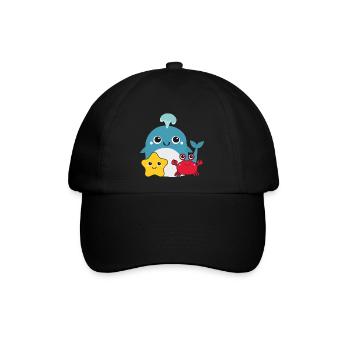 Kleiner Wal - Baseballkappe - Schwarz/Schwarz - Vorne